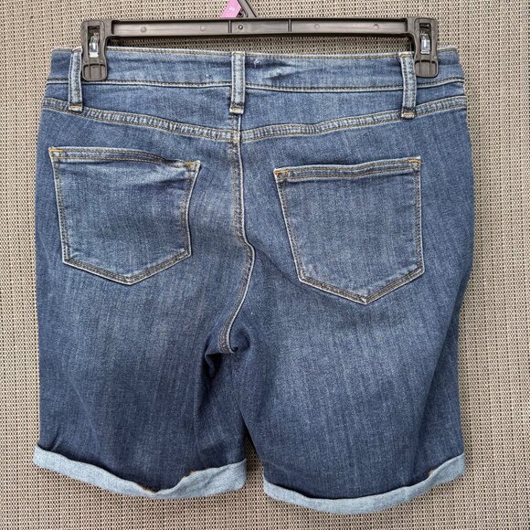 Sonoma Pants - Sonoma Womens Size 10P Blue Denim Bermuda Shorts Cuffed Stretch Everyday Wear